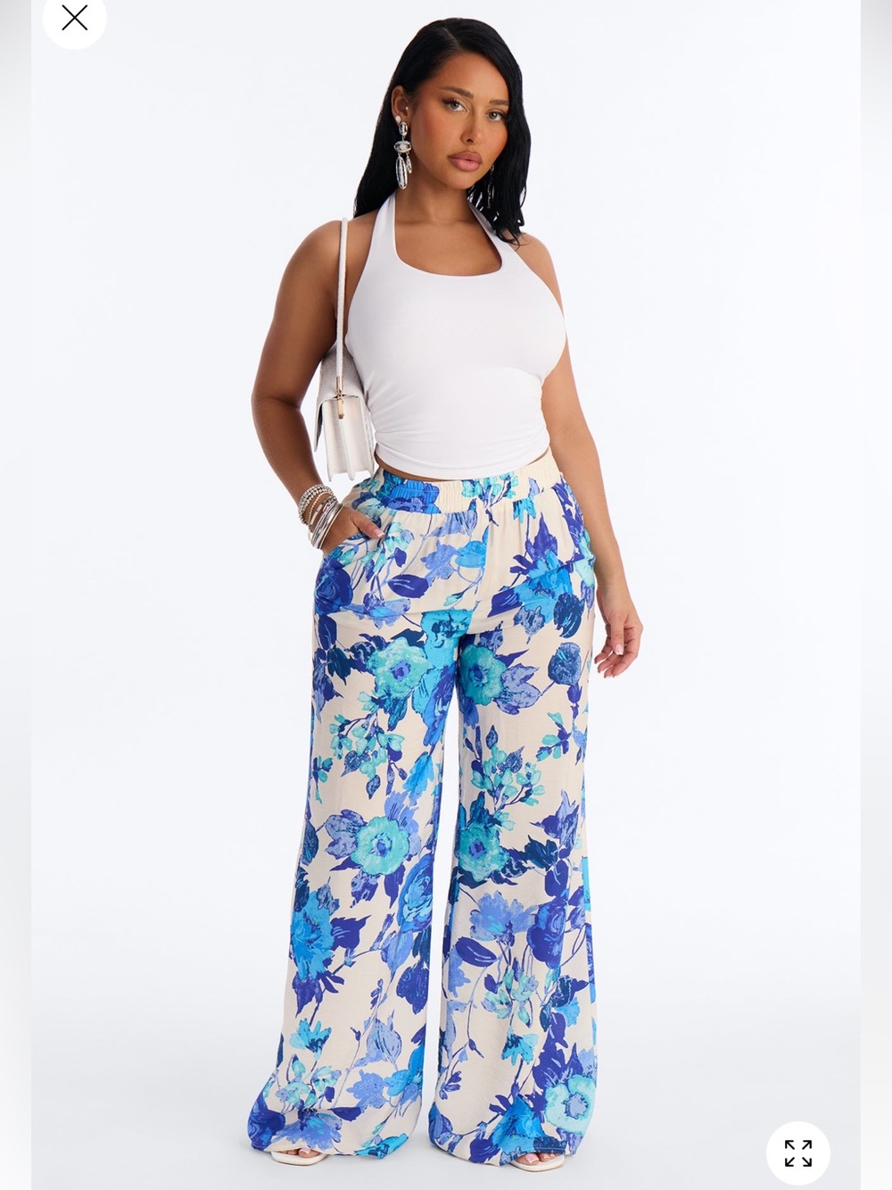 Sweet Bloom Wide Leg Pant - Blue